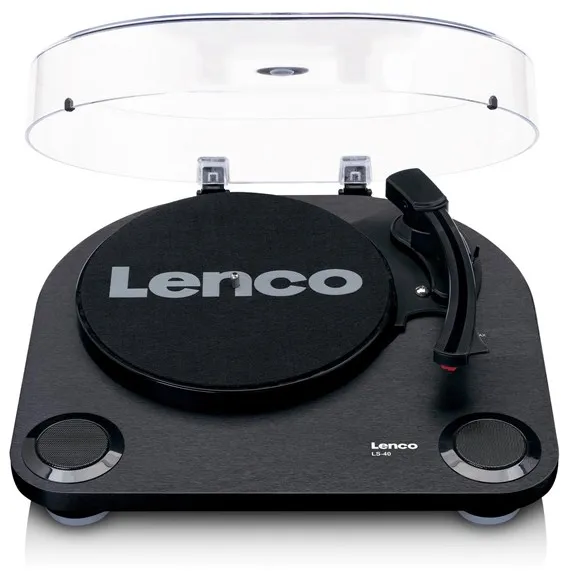 Lenco 木质带内置扬声器的唱机 - 黑色唱机