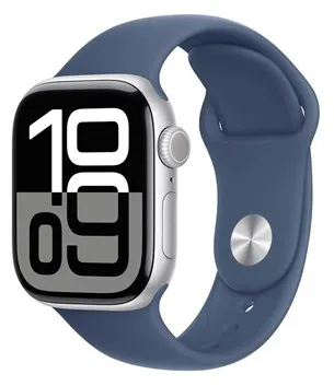 Apple Watch Series 10 GPS 42mm - 银色铝制表壳配牛仔运动表带 - S/M